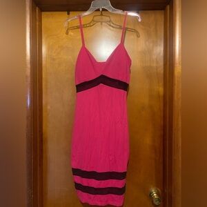 No Label Size L Magenta and Black Midi Dress